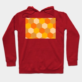 Retro orange and yellow shades, hexagon geometric pattern Hoodie